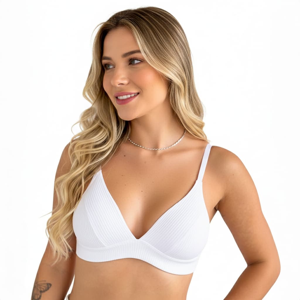 Sutiã de Microfibra CANELADO sem aro Bojo Soft Molinho Não Amassa Confort M ao Plus Size Sustentação