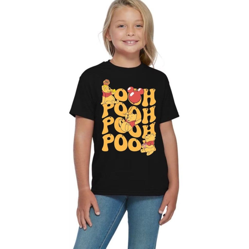 Camiseta Infantil Feminina Estampada Algodão Branca e Preta Roupa Menina Personagem Desenho Moda Criança Confortável