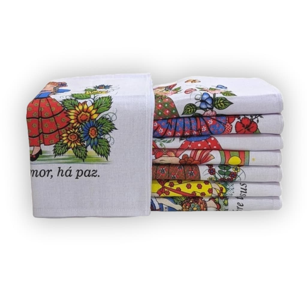 Kit Pano de Prato 100% Algodão 45x75cm  com 1, 5 ou 10 Peças Liso e Estampado  Alta Absorção  Barato