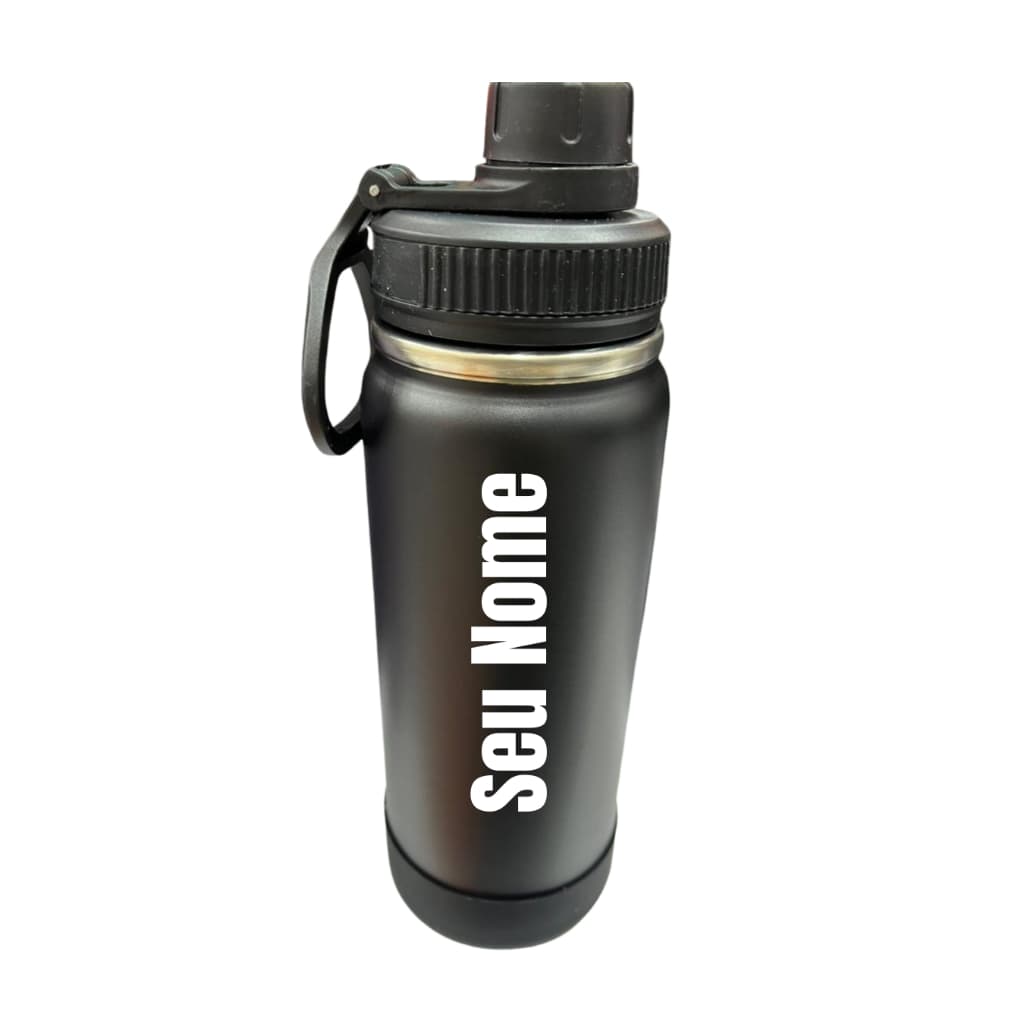 Garrafa Térmica Personalizada 600ml Inox Com Nome Alça Retrátil