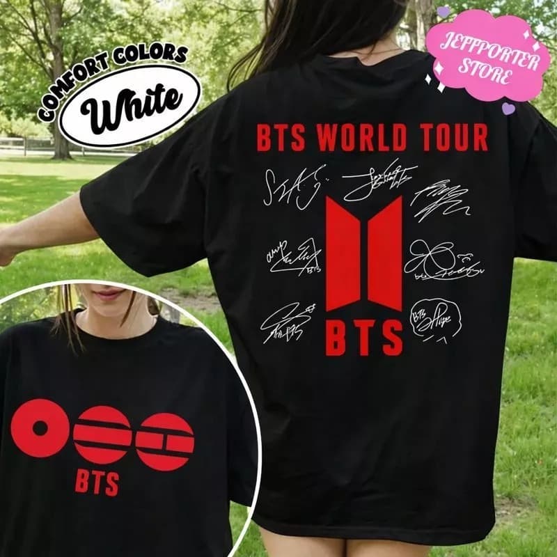 Camiseta básica Feminina Masculina Infantil Bts Tour Kpop 2026 BR Show Lançamento