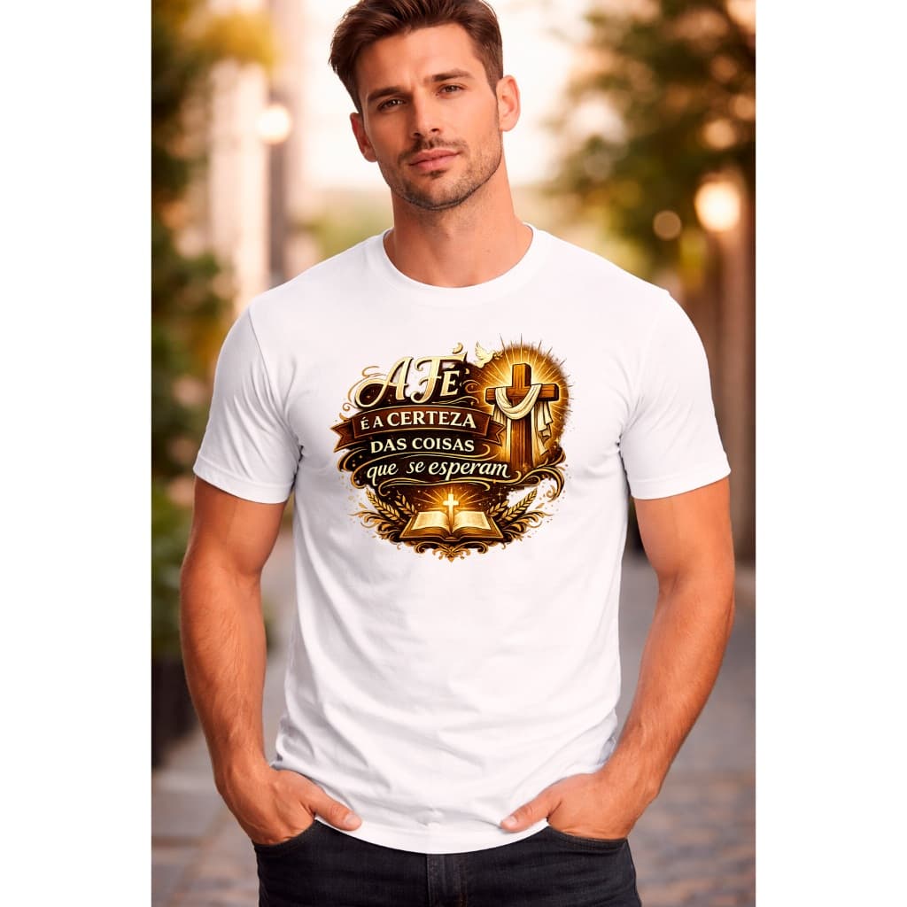 Camiseta Masculina Cristão Pela Fé Lançamento Malha Premium Camisa Católica