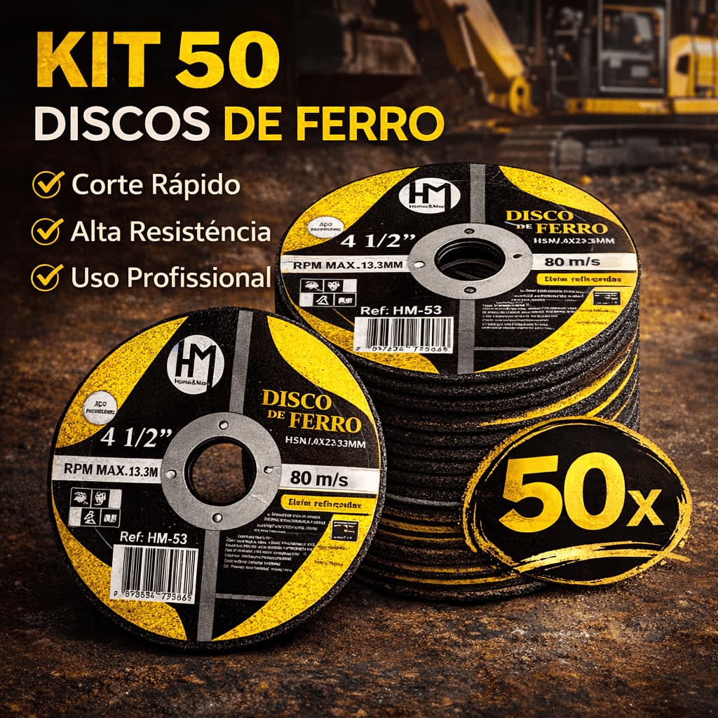 Kit 50/25/15 Discos de Corte para Ferro Esmerilhadeira Alta Resistência