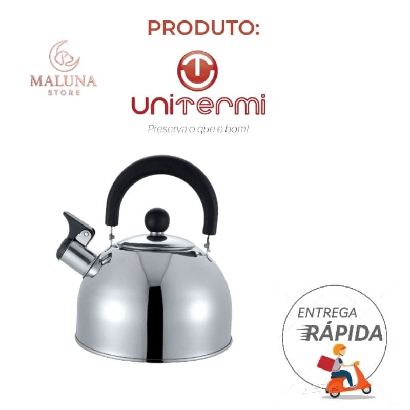 Chaleira em Inox com Apito Unitermi 2L – Segurança e Sofisticação na Cozinha.