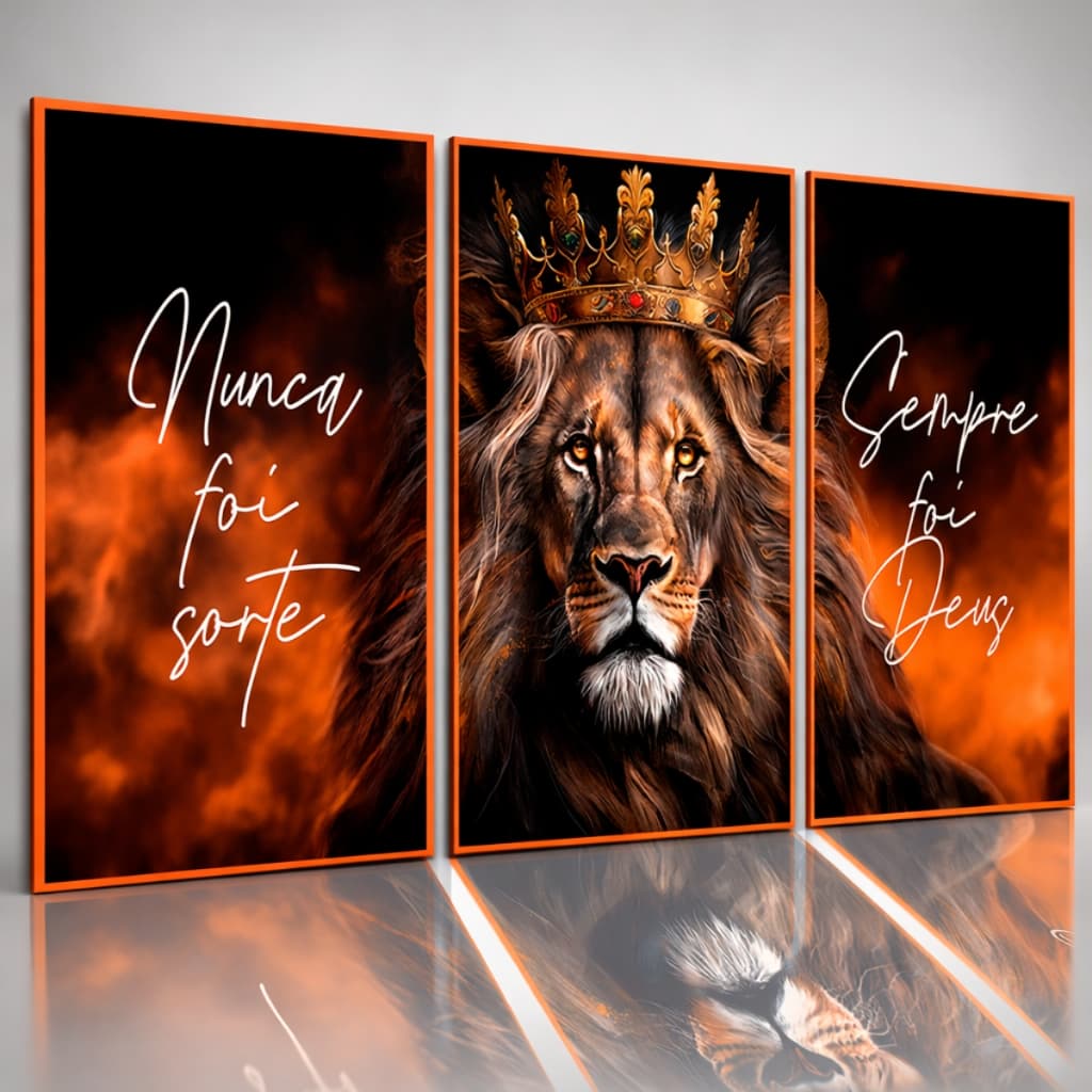 Quadro Decorativo Sala Leao Juda Sempre Foi Deus 122x60 Quarto 4k