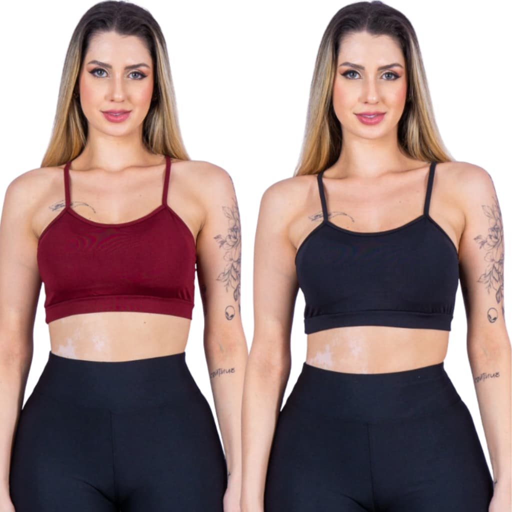Kit 3 Top Academia Feminino Suplex Alça Fina Sem Bojo Caminhada