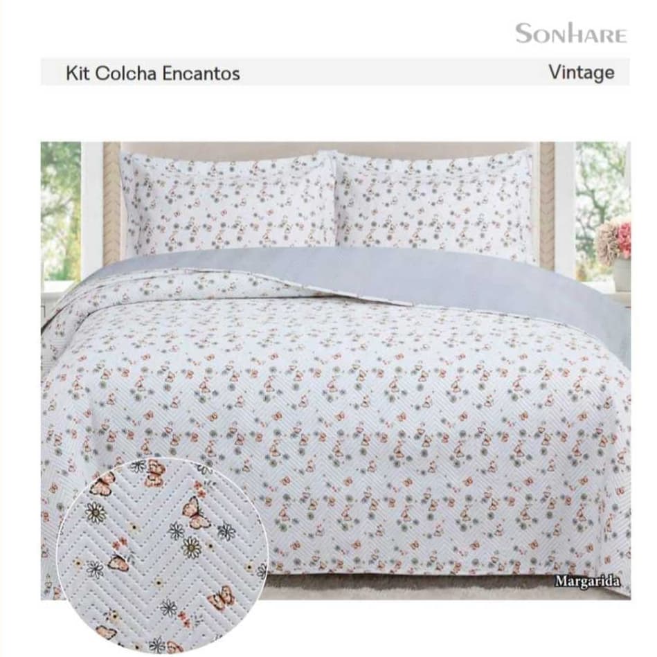 Kit Colcha 03 Peças Sonhare Joaninha, Borboleta e Laços - Lançamento Sultan