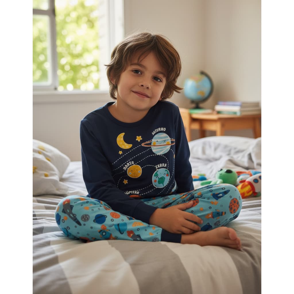 Pijama Infantil Masculino Inverno Planetas