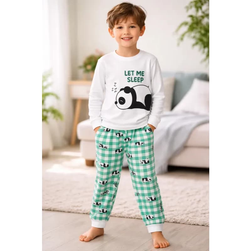 Pijama Infantil Masculino Inverno Let Me Sleep - Hey Kids Branco