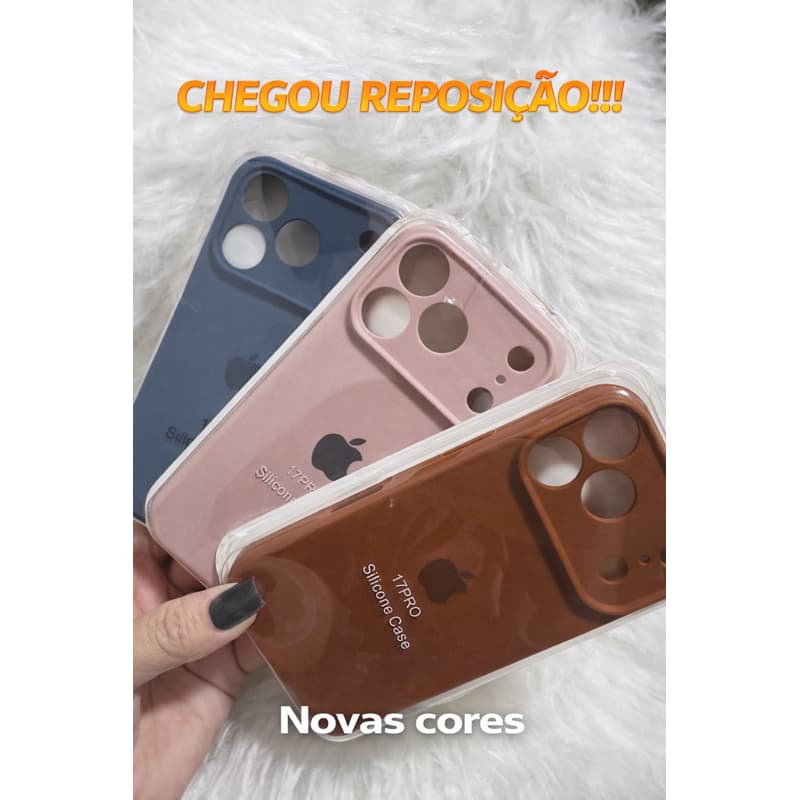 capa case silicone premium compatível com 17 pro toque macio e melhor proteção câmera