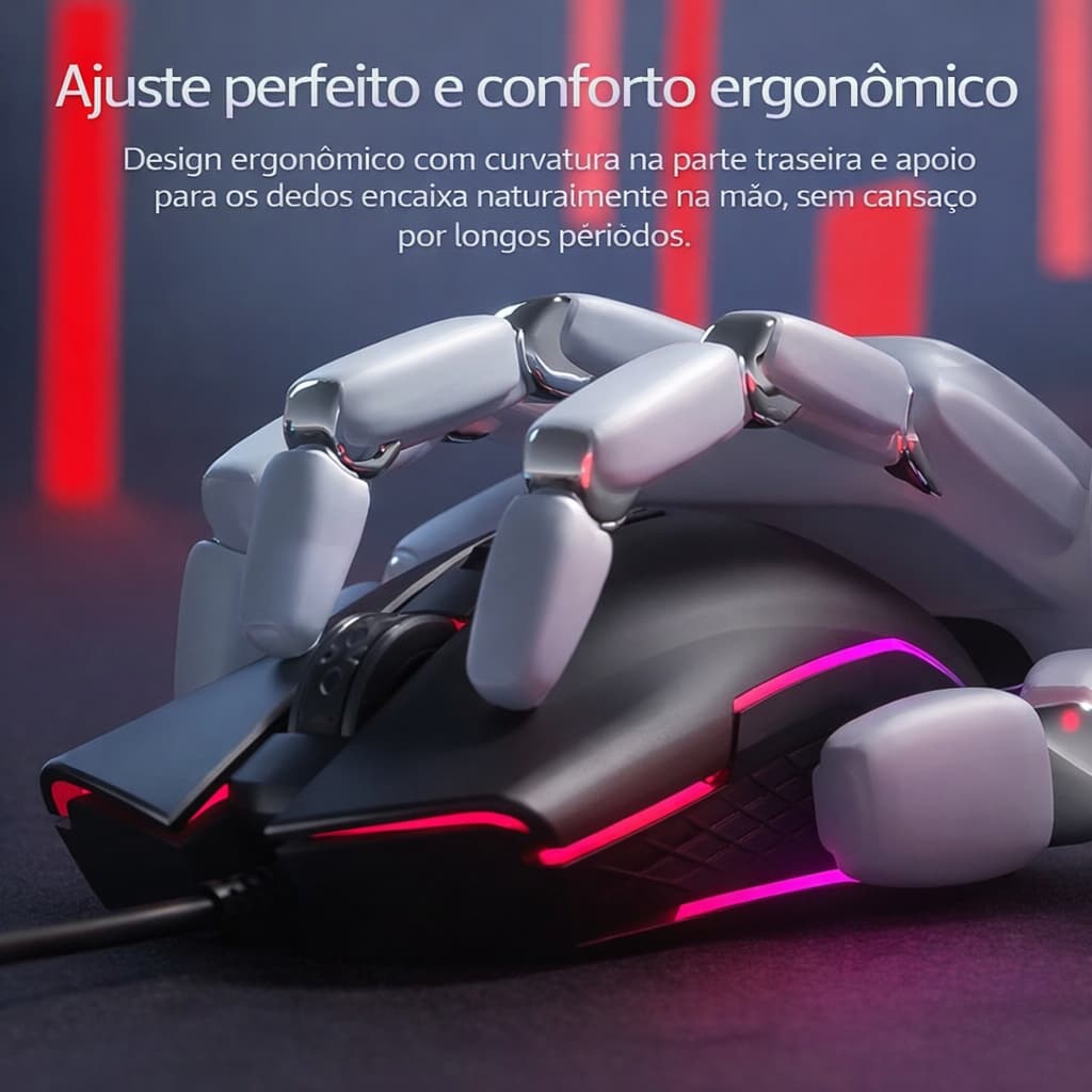 Mouse Gamer com Fio USB – Novo Modelo para Jogos e Escritório
