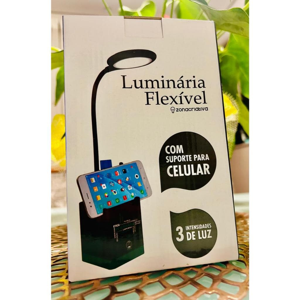 Luminária LED Veterinária Zona Criativa 🐾 Flexível  Porta Lápis + Suporte Celular  Presente Profissional ✔