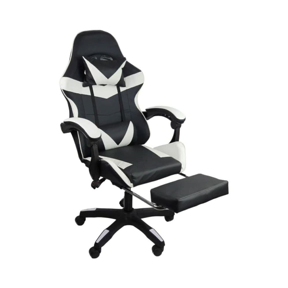 Cadeira Gamer Stillus Oficial Apoio de Pés Preto e Branco