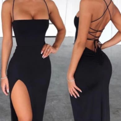 VESTIDO LONGO SUPLEX PREMIUM COM FENDA E BOJO COSTAS TRANÇADAS