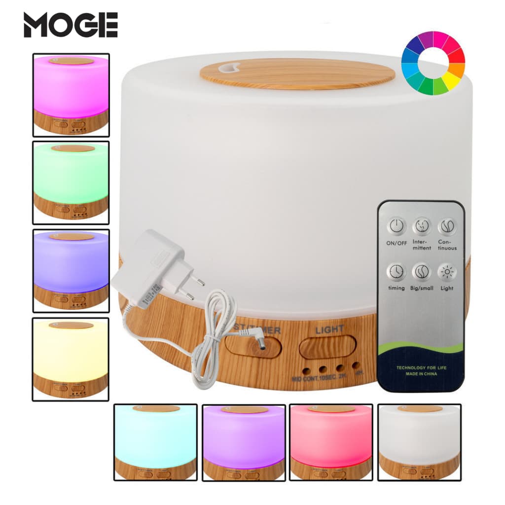 Difusor Aromas Ultrassônico 300ml | Umidificador LED 7 Cores | Controle Remoto