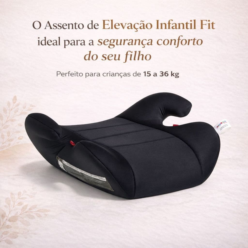 Booster Fit Assento Elevação 15 a 36kg Preto Maxi Baby (SEM ISOFIX)