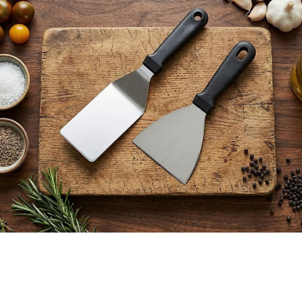Conjunto 2 Espátulas Para Lanche E Churrasco Inox – Profissional 4 Polegadas-Envio Imediato