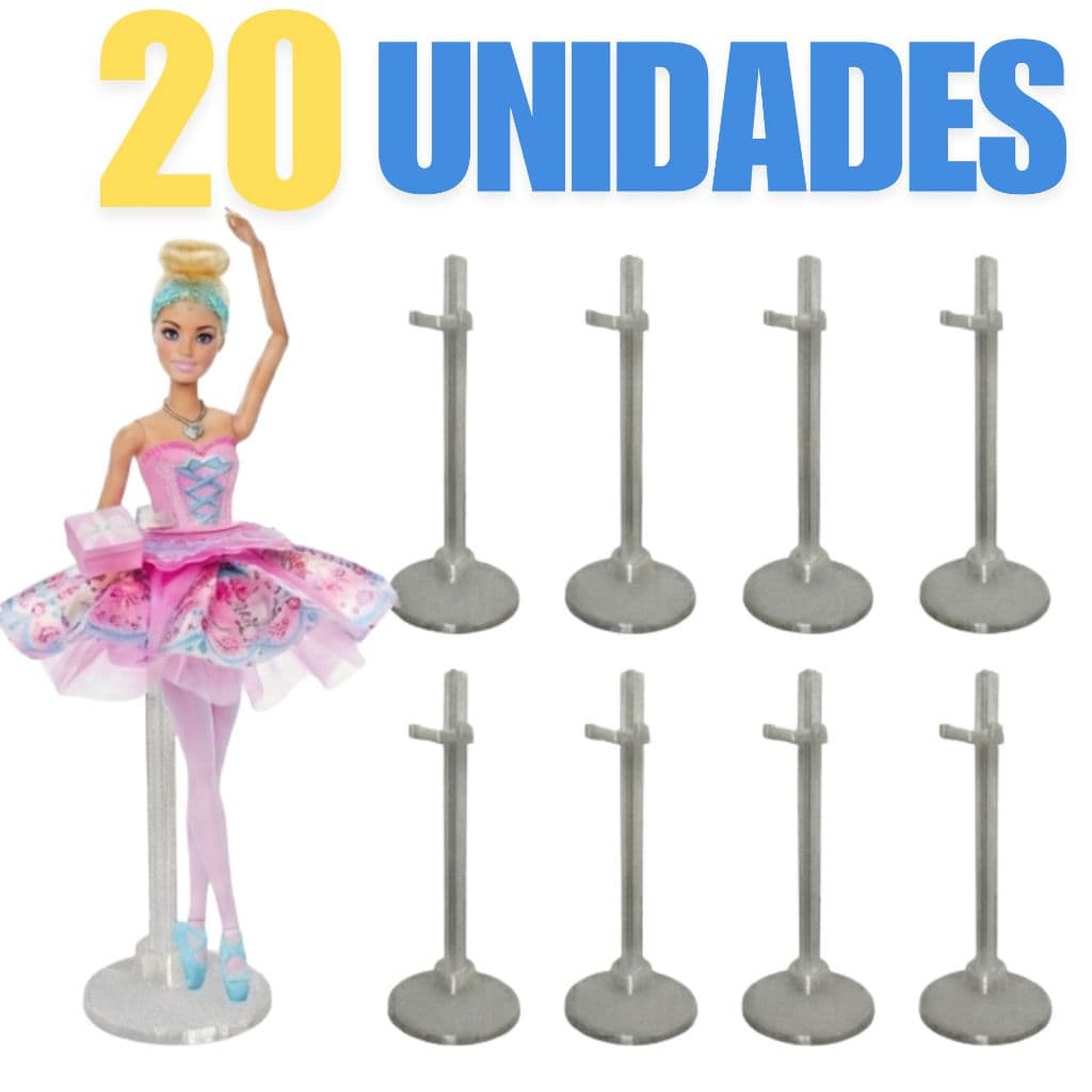 Kit 20 Suportes Transparentes Pedestal Para Bonecas E Bonecos Expositor Ajustável