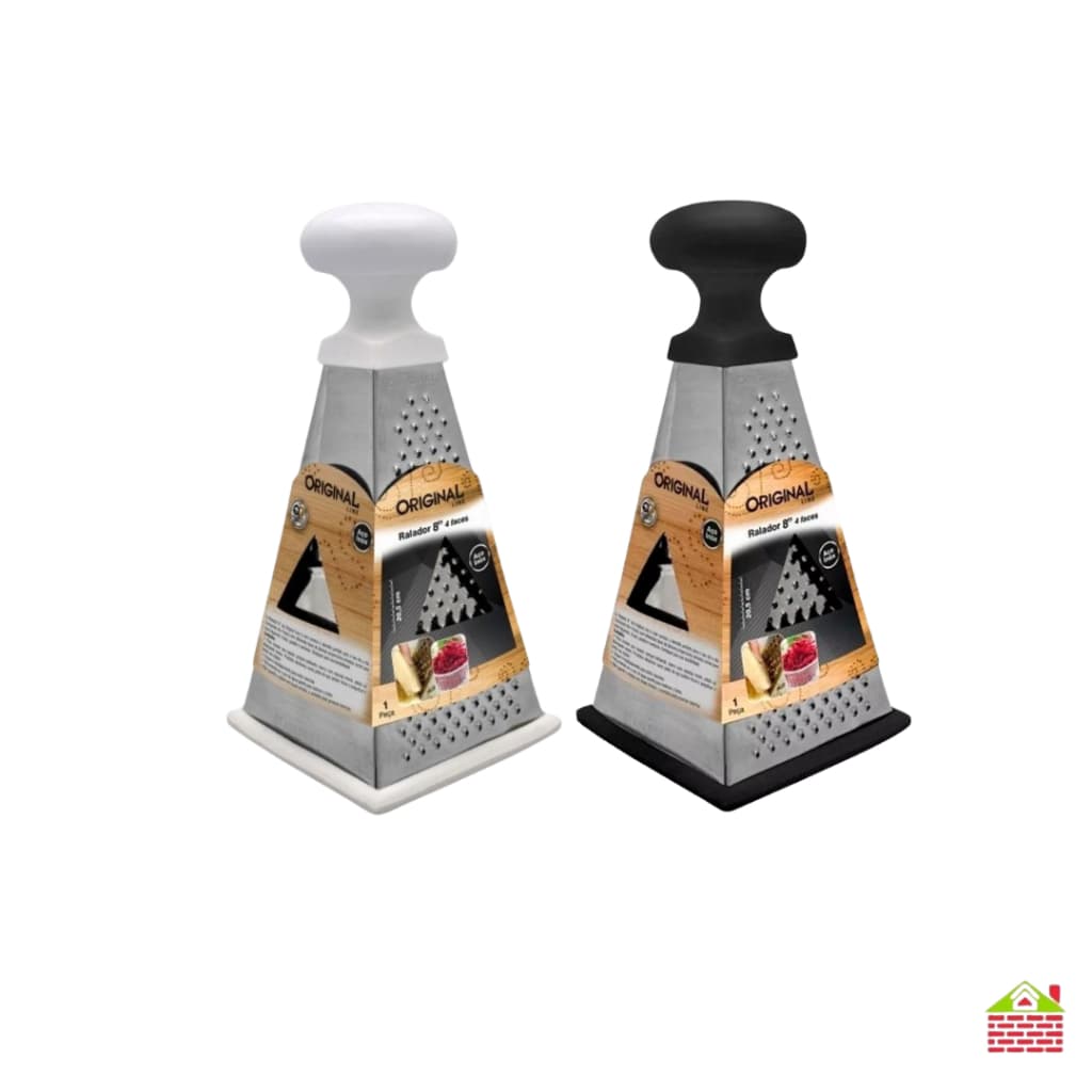 Ralador Alimentos Queijo Aço Inox 4 Faces 8'' com Cabo e Suporte Silicone