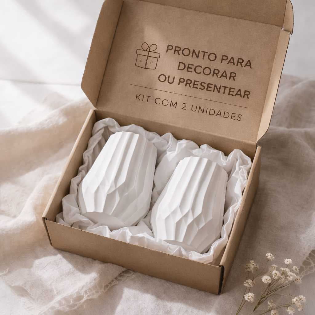 Vaso de Gesso Peças Ornamentais Brancas para Estantes, Nichos e Aparadores