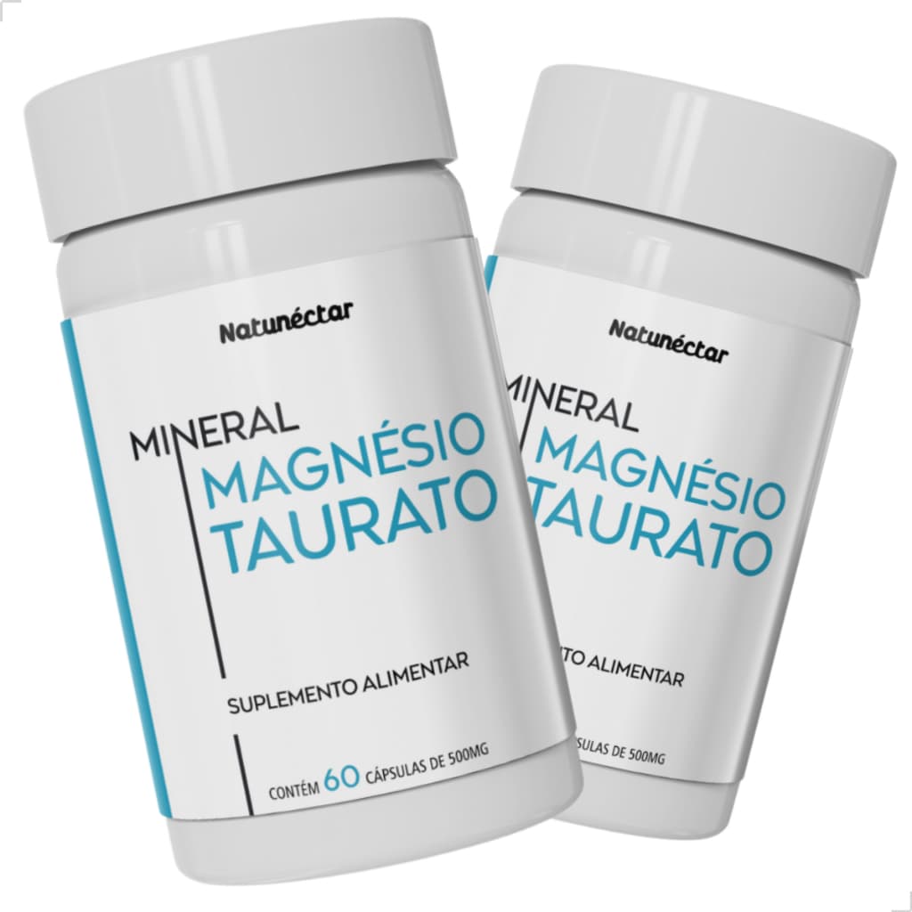 Kit 2x Magnésio Taurato Original 100%Puro Natunectar Suplemento Alimentar Natural 120 Capsulas 500mg
