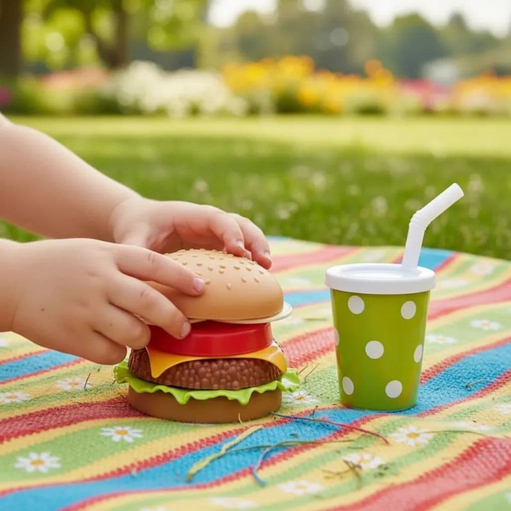Brinquedo Infantil Sanduíche Big Mac Cozinha de Plástico 07 Peças Hora do Lanche Brincar Comidinhas