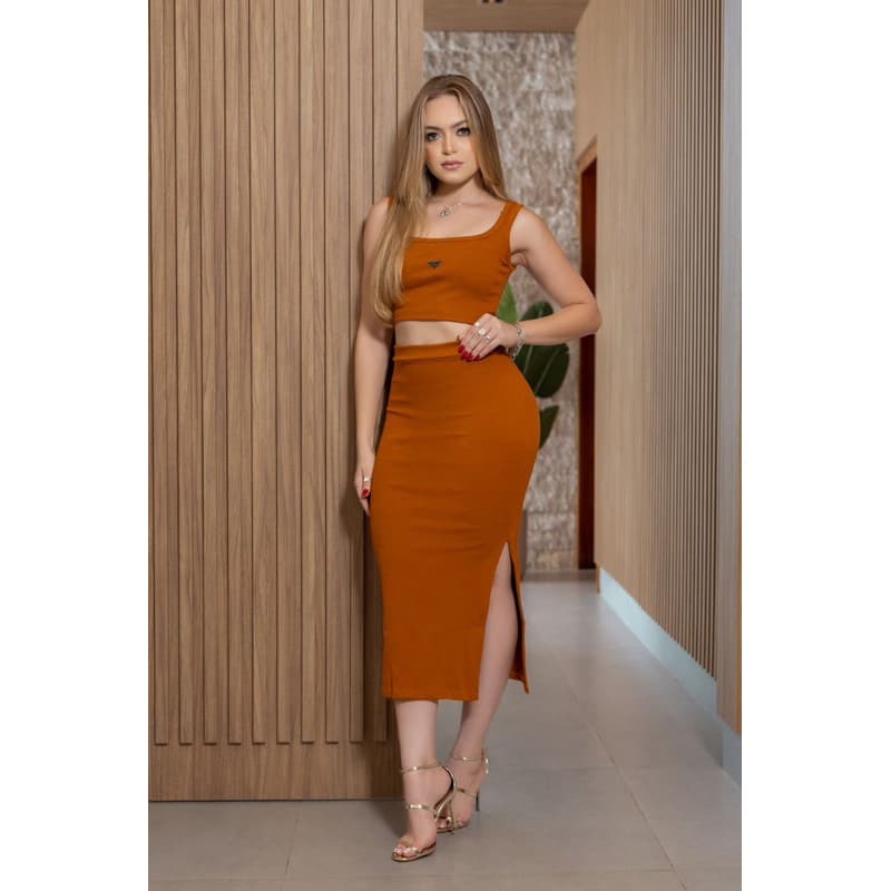 Conjunto Canelado Colcci Premium Blusa+ Saia