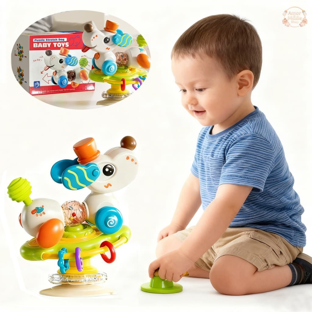 Mesa de jantar do bebê filhote de cachorro ventosa Zhuanzhuanle 0-3 anos de idade multifuncional destacável volante brin