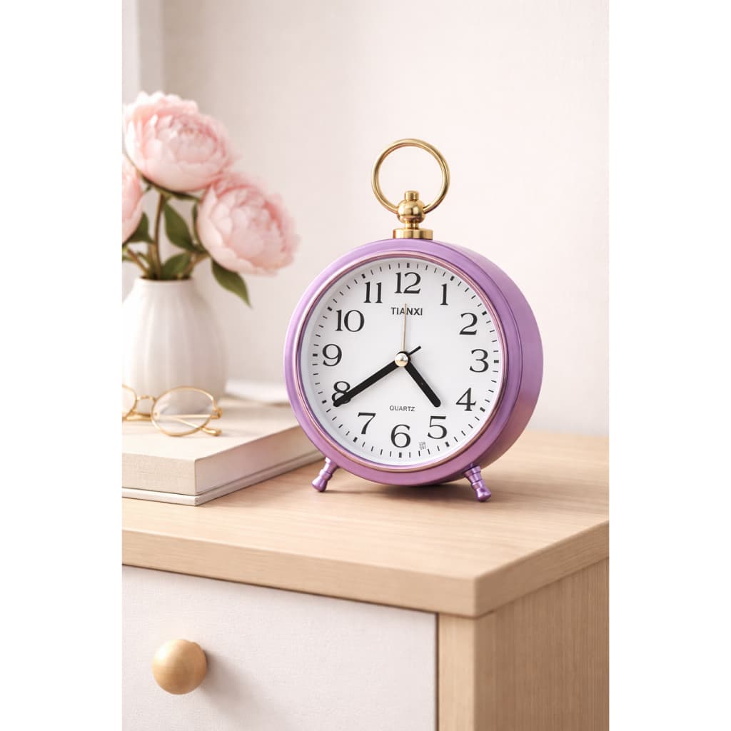 Relógio de Mesa com Despertador Vintage Candy Collor - Retrô Silencioso Decorativo