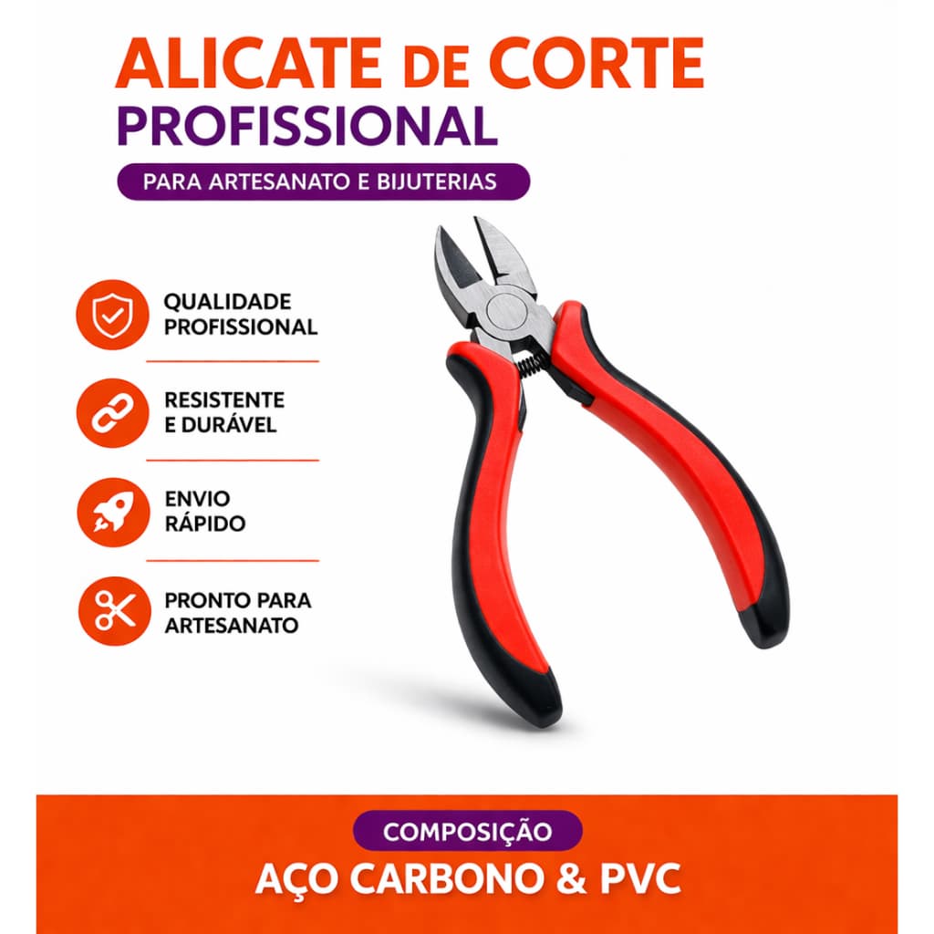 Alicate de Corte Profissional para Artesanato e Bijuterias - Alta Precisão e Durabilidade