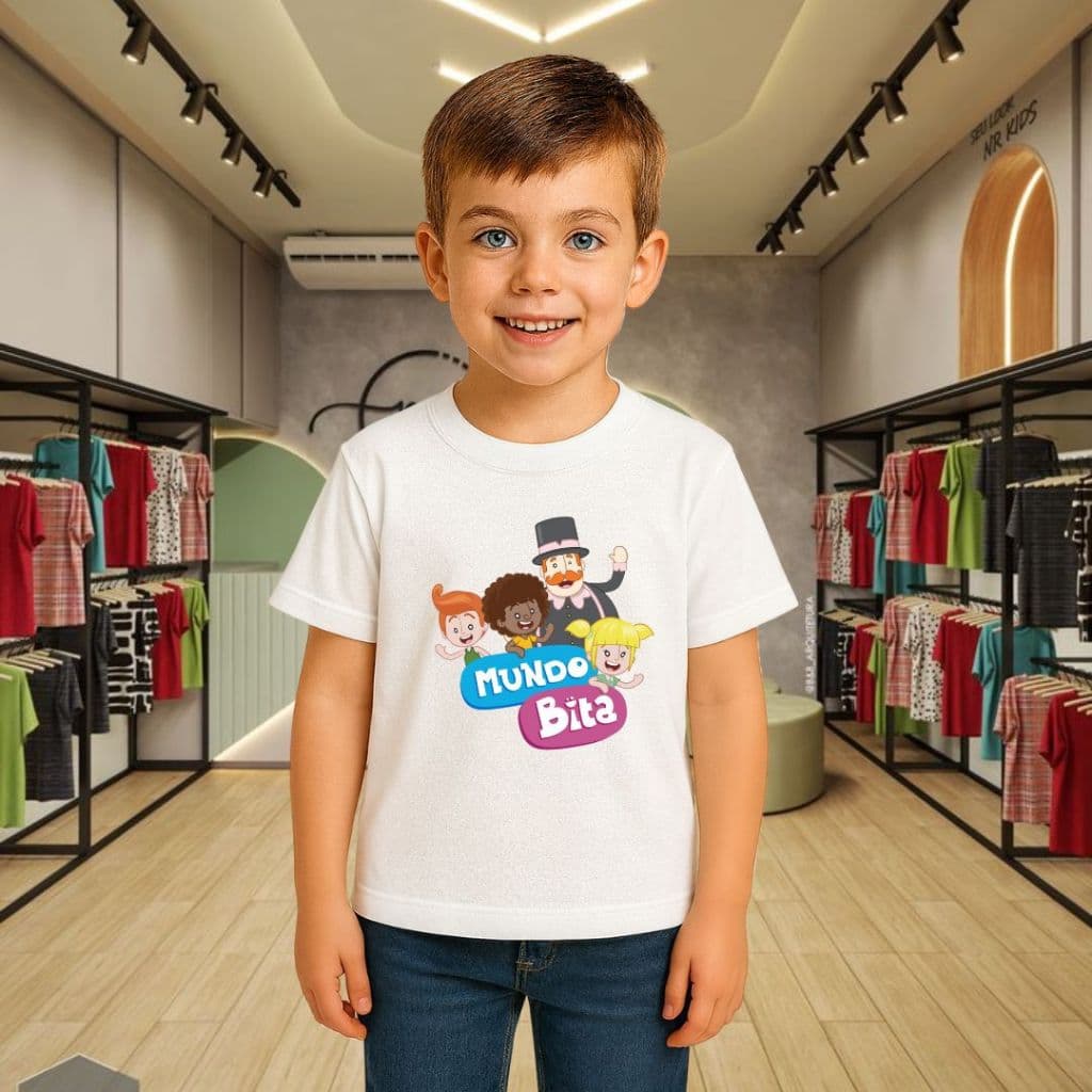 Camiseta Infantil Pra Criança Camisa 100% Algodão Premium Mundo Bita