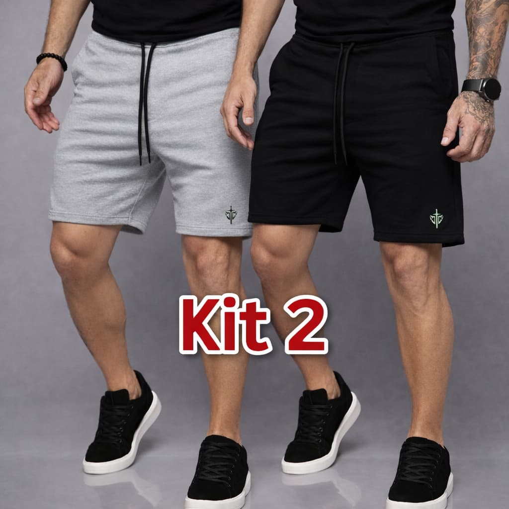 Kit 2 Bermuda Masculina Moletom Leve Short Masculino Plus Size Basico Moletinho G ao G4