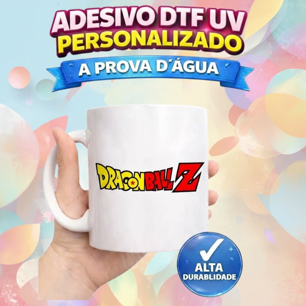 ADESIVOS DTF IMPRESSÃO UV DRAGONBALL Z COPOS GARRAFAS CANECAS 7,5CM A PROVA D' ÁGUA