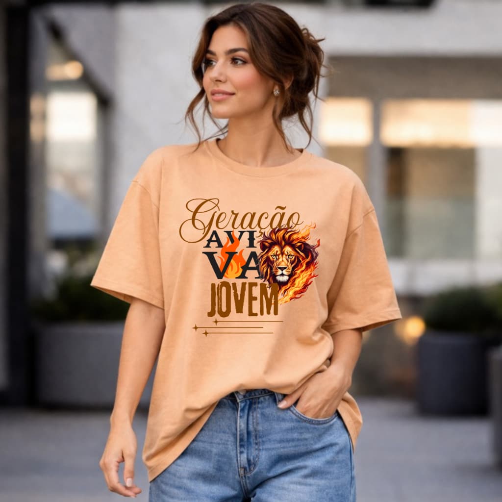 Camiseta Camisa Feminina Oversized Gospel Cristã Religiosa Gola Redonda Streetwear Geração Jovem