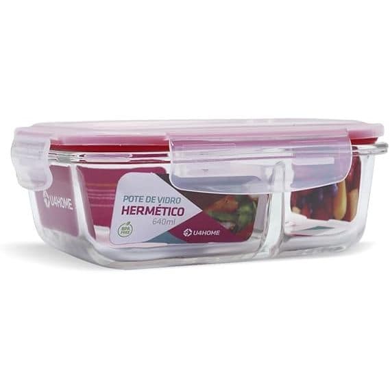 Pote Hermético Retangular com Tampa Stripes 640ml