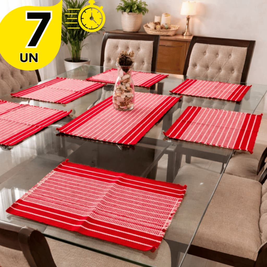 Jogo Americano 7 peças para Mesa em Tear Decoração Imperdível