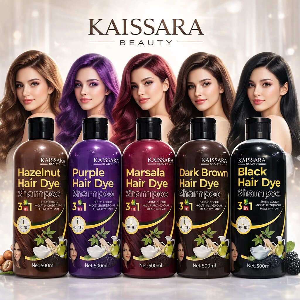 Shampoo Tonalizante Kaissara Hair Dye 500ml Tintura Capilar Escurecedor Cobre Brancos Brilho Intenso