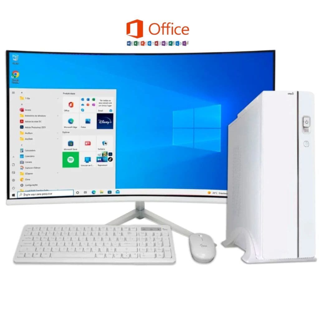 Pc Slim branco completo intel core i5 / 16gb De Ram/ Ssd 1TB /Wifi /Tela 23.8''curvo/ usb 3.0 + Nfe