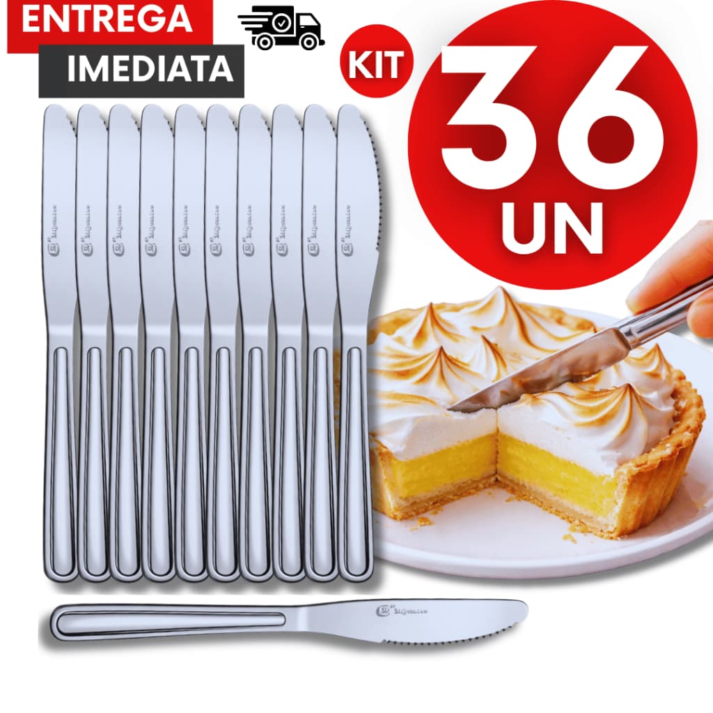 Talheres Faca De Sobremesa 17.5 Cm Inox Para Doces Bolos Festa Casa Restaurante Buffet Utensílios