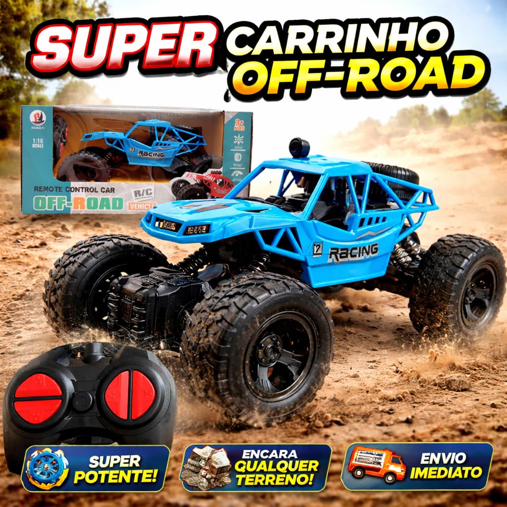 Carrinho Controle Remoto Off-Road Racing com Ajuste de Direção – Frente Ré Esquerda Direita