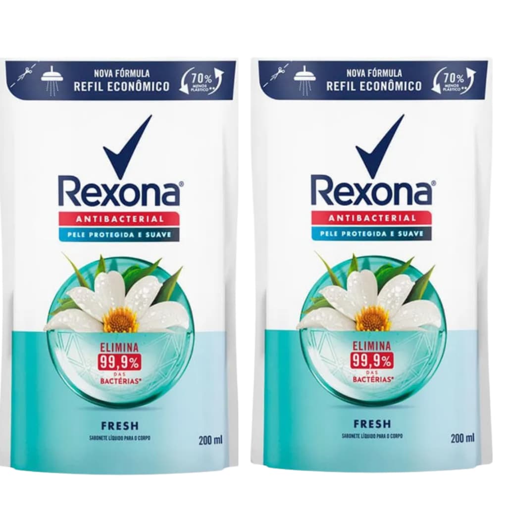 Kit 2 Refil Sabonete Liquido Rexona Fresh 200ml