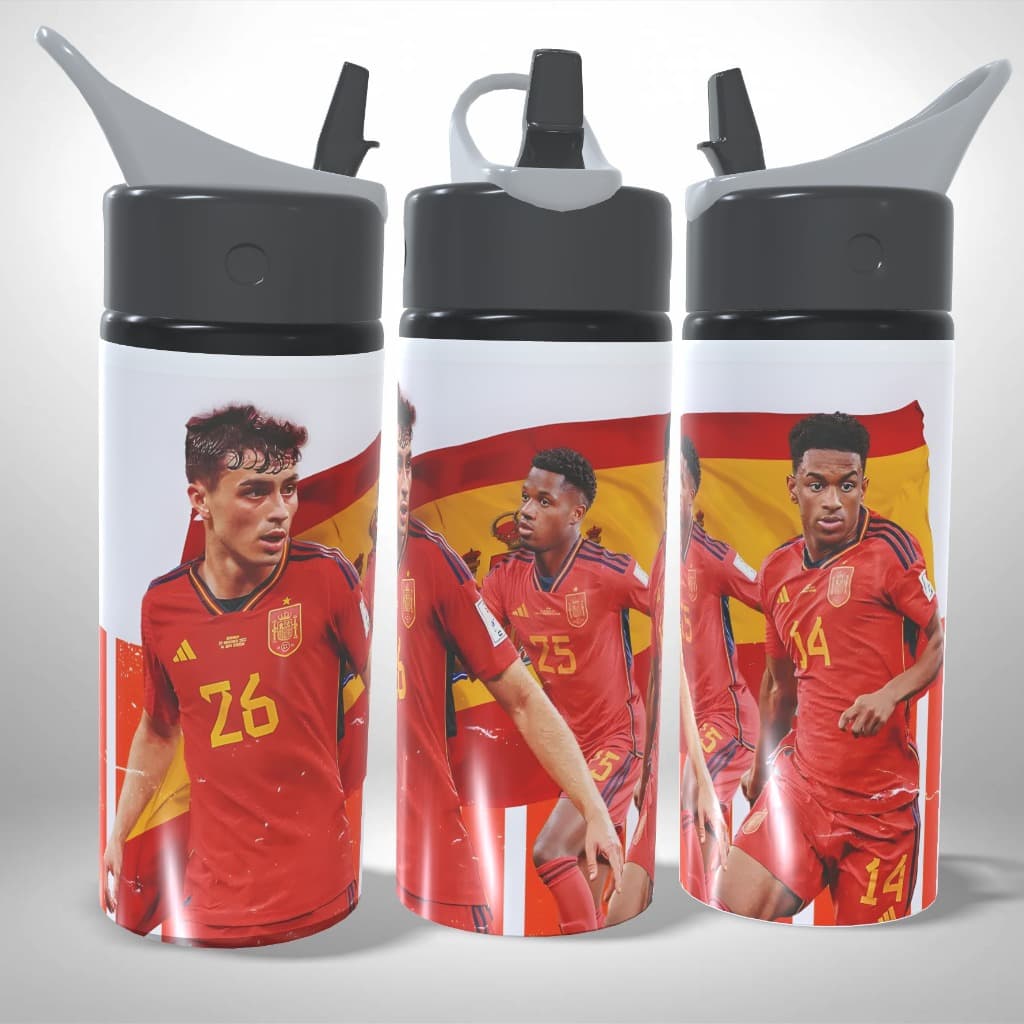 Garrafa Squeeze Personalizada Exclusiva Seleção Espanha Copa do Mundo 2026