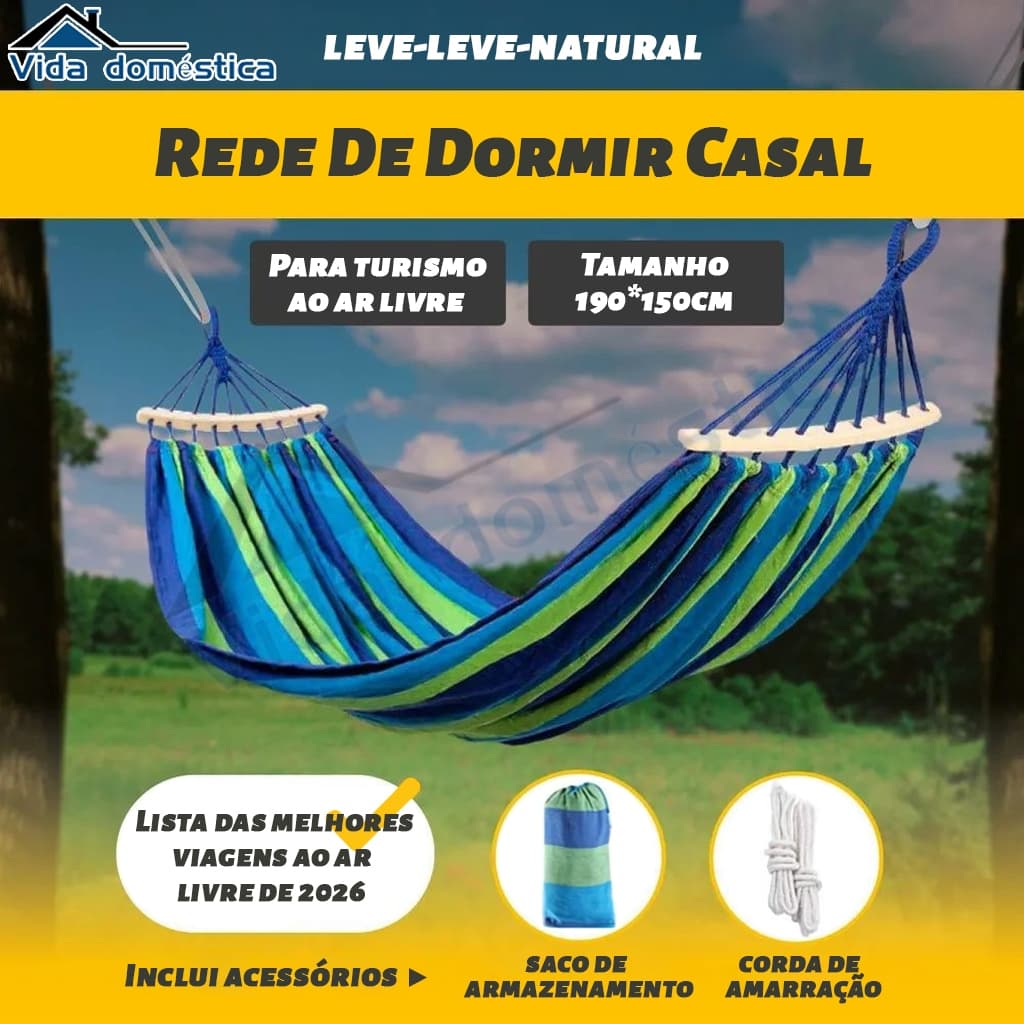 Rede De Dormir Descanso Suporta 200kg Nylon Camping Resistente 190*150CM Rede Suspensa Portátil