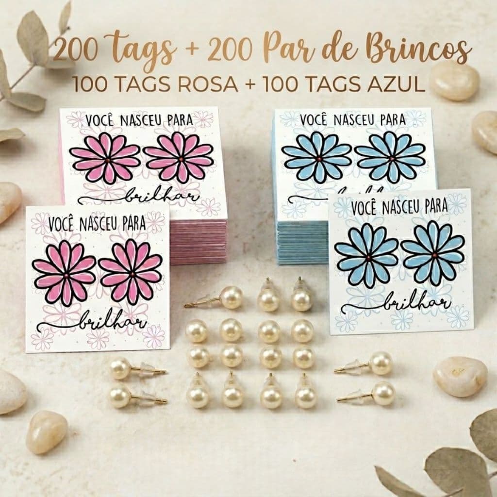 Kit 200 Tags + Brincos Você Para Brilhar Mimo Para Clientes