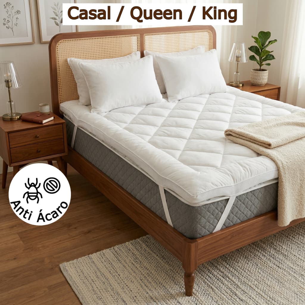 Pillow Top Protetor Colchão Macio Casal / Queen / King - com Elástico - 5 cm de Expessura