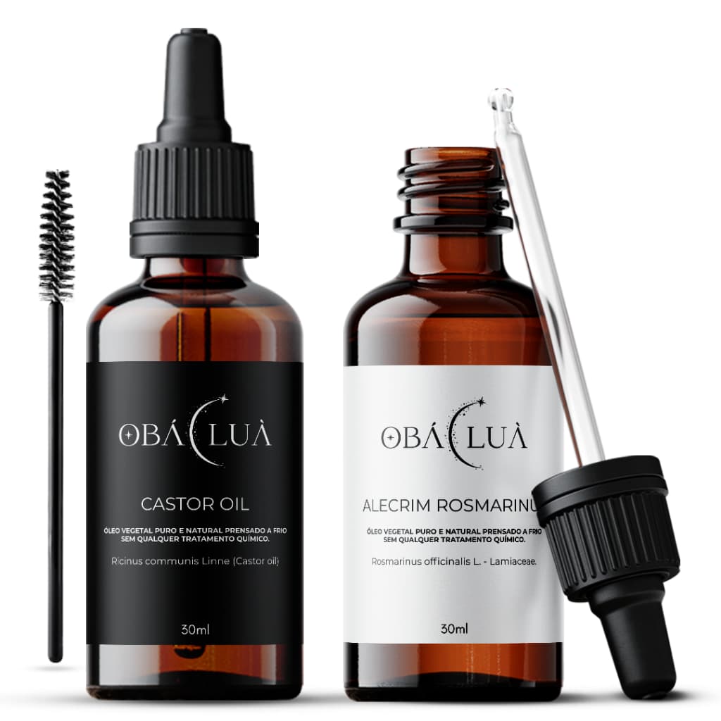 Kit Capilar OBÁ LUÀ Castor Oil e Alecrim - Óleos Vegetais Puros - Uso Capilar