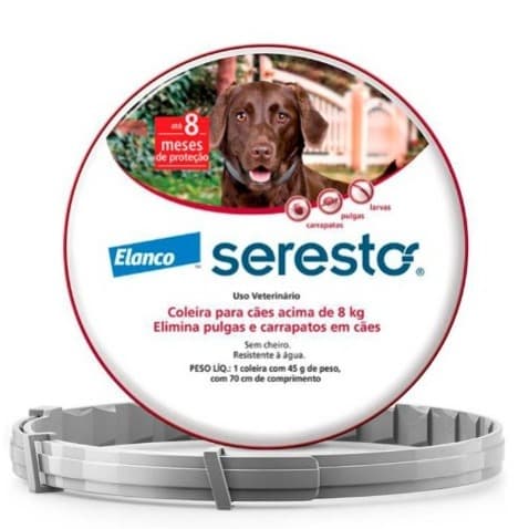 Coleira Antipulgas e Carrapatos Seresto para Cães acima de 8 Kg Elanco vermelha