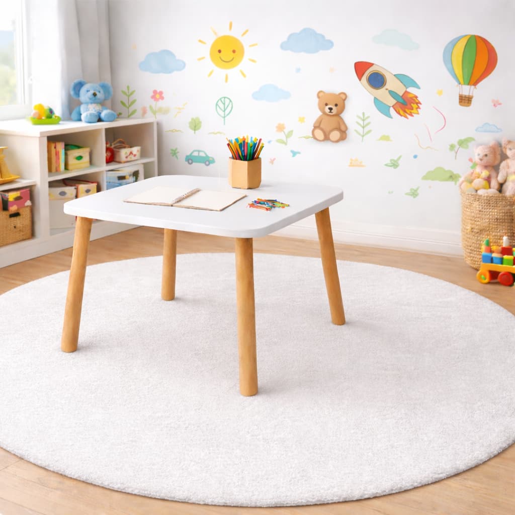 Mesa Infantil Didática MDF 60cm Pés Madeira maciça Alta Resistencia Quarto Kids Estudo e Lazer