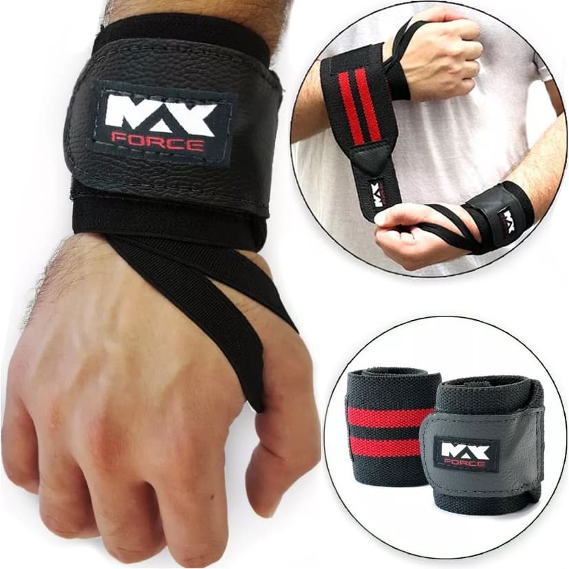 Munhequeira Faixa de Pulso 30cm Elástica Par Treino Academia Crossfit Max Force