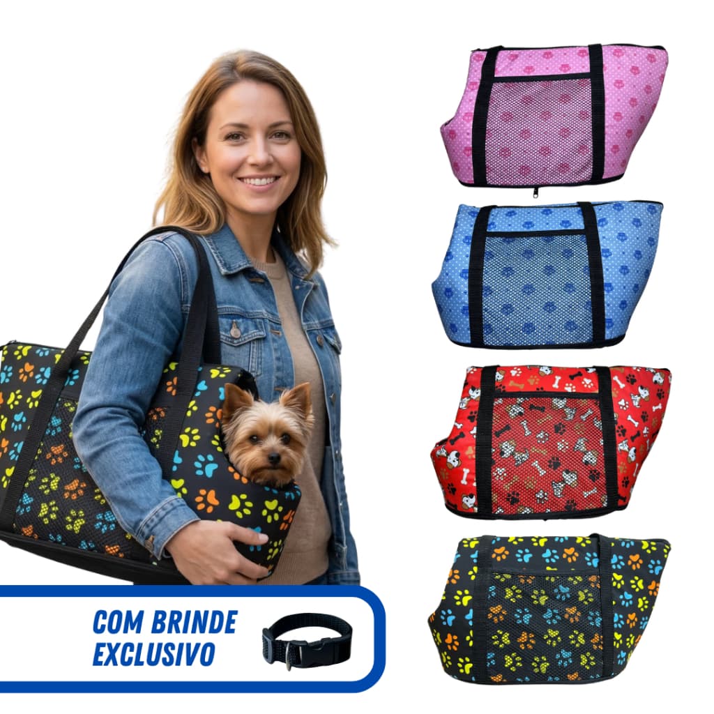 Bolsa De Ombro Para Transportar New Pet Animais Cachorro Gato Confortável + Brinde ENVIO IMEDIATO